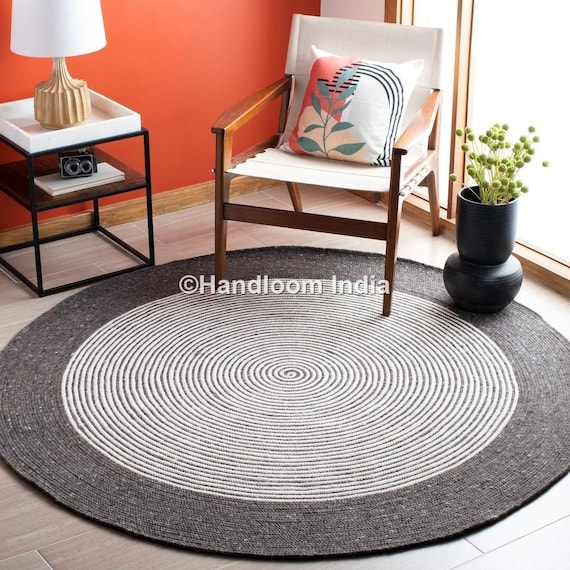 Alfombras redondas para dormitorio, alfombras grandes, elegantes para el  hogar, alfombra redonda abstracta, negro, gris, oro, medio arco ø 63.0 in