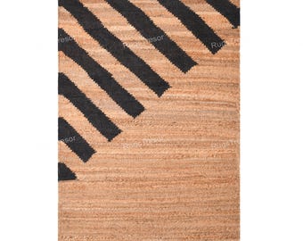 Natural Jute Rug for Living Room | Rustic Farmhouse Carpet | Hand Woven Runner Rug