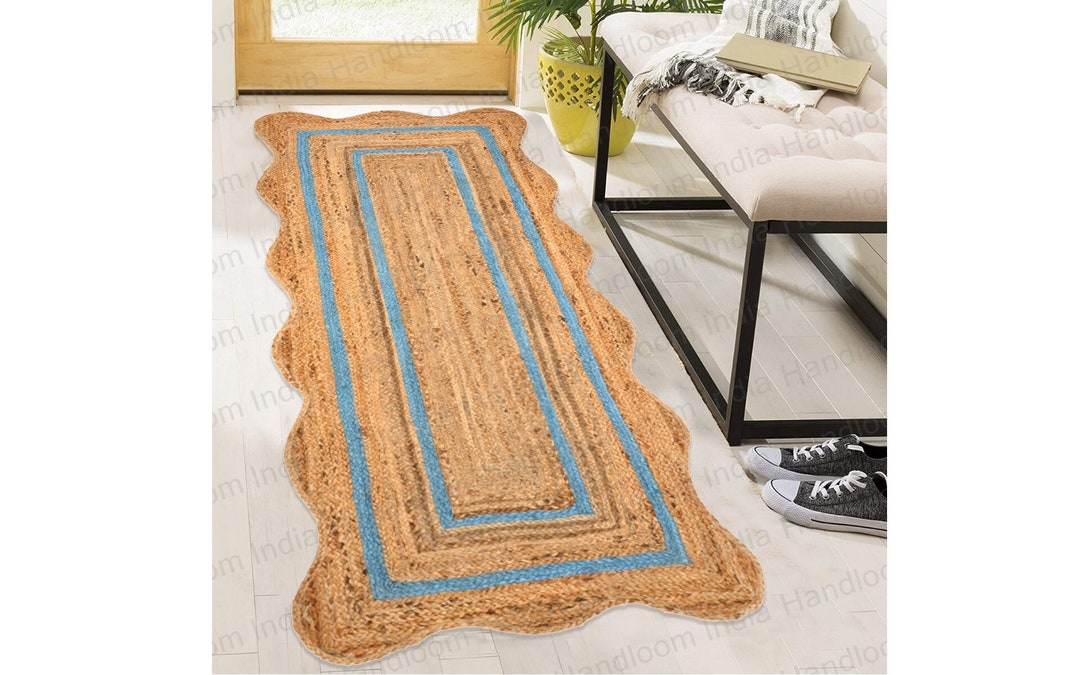 Wave Edge Rug Wavy Edge Scallop Jute Rug Natural Jute Wavy Edge Rug Wave - Etsy