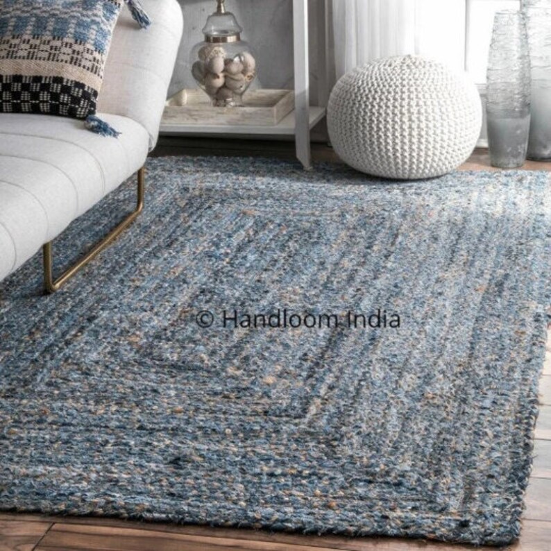 Blue Denim RAG RUG Denim Rug Runner Denim Jute Rug Woven Etsy
