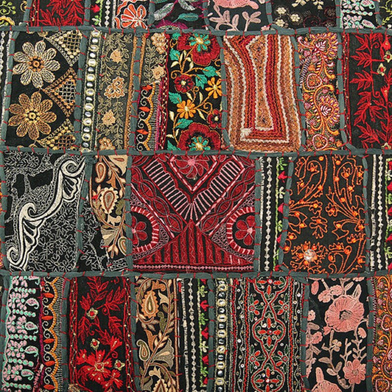 20X20 Large Decorative Vintage Throw pillow Black Embroidered Etsy