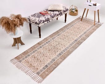 Washable Hall Runner, Cotton Stair Runner, Home Washable Rug, Washable Entry Rug, Cotton Kitchen Runner, Custom Size Rug, Block Print Runner