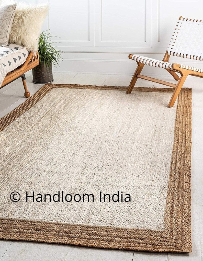 3X5 feet Natural Jute Braided Area Rug Rag Rectangle Floor Etsy