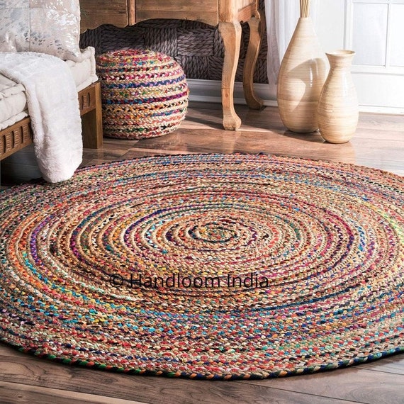 Cotton Chindi Round Rugs, Reversible Hand Braided Kitchen Floor Area Rug  Carpet, 3 Feet Round Chindi Door Mats -  Norway