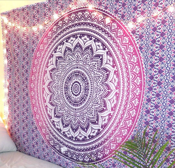 Pink Ombre Mandala Tapestry Wall Art Hanging Hippie Tapestries Dorm Home Decor