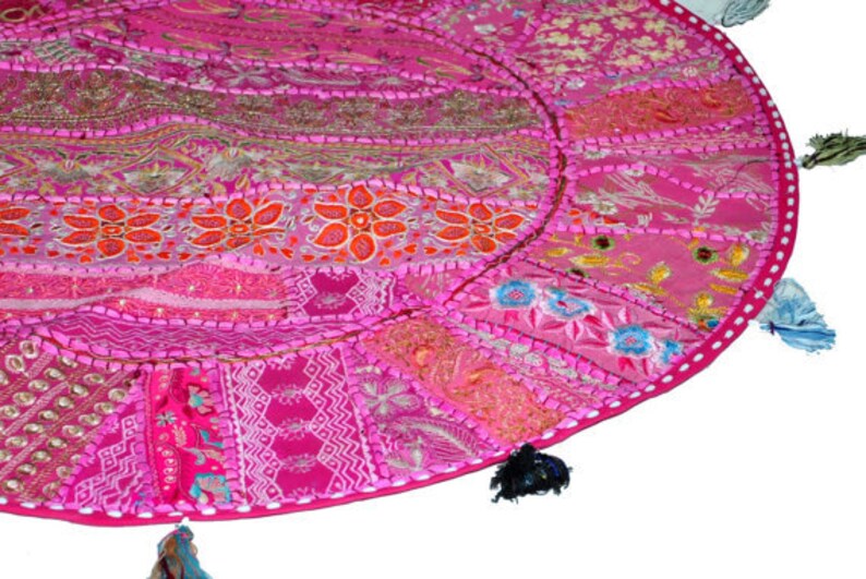 XL 32 Round Floor Pillow Cushion in Pink Gypsy Round Etsy