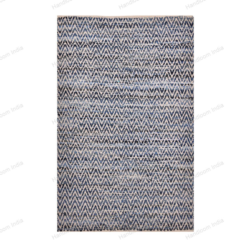 Hand Loomed Rug, Denim Tufted Rug, Woven Scandinavian Rug, Blue Braided Rug, Denim Rug, 5x7 Hand Knotted Rug for Living Area, Hallway Runner