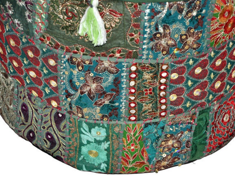 Large Indian Floor Pouf Ottoman Cover pouffe pouffes Foot Etsy