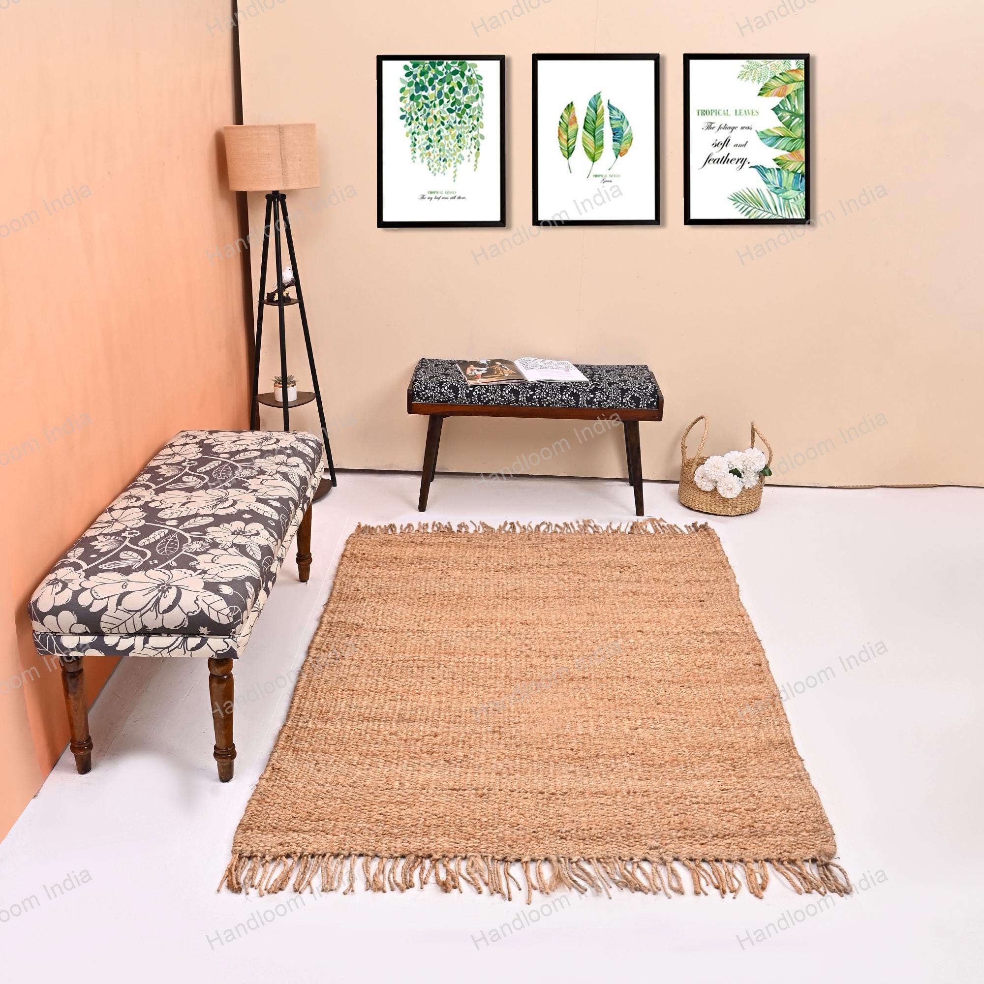 Alfombra De Yute Natural Tejida A Mano – Estilo Bohemio Para Pasillos, Salas O Dormitorios