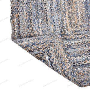 Hand Tufted Rug, Denim Jute Rug for Living Area, Denim Runner for Hall, Custom Braided Rug, Bohemian Area Rug, Denim Yoga Mat, Jute Bath Rug