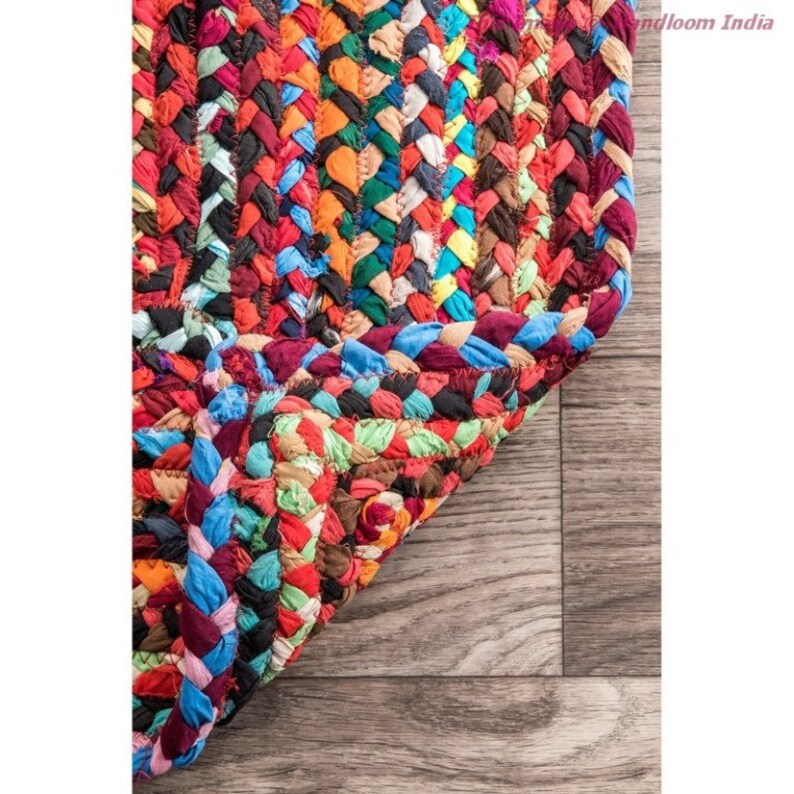 Braided Hallway Runner Antique Cotton Chindi Area Rug Indoor Etsy