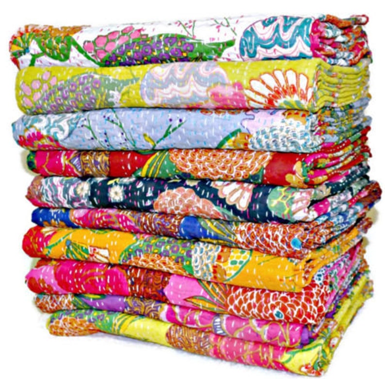 3pc Set of Queen Kantha Quilts Wholesale Kantha Blankets for Etsy