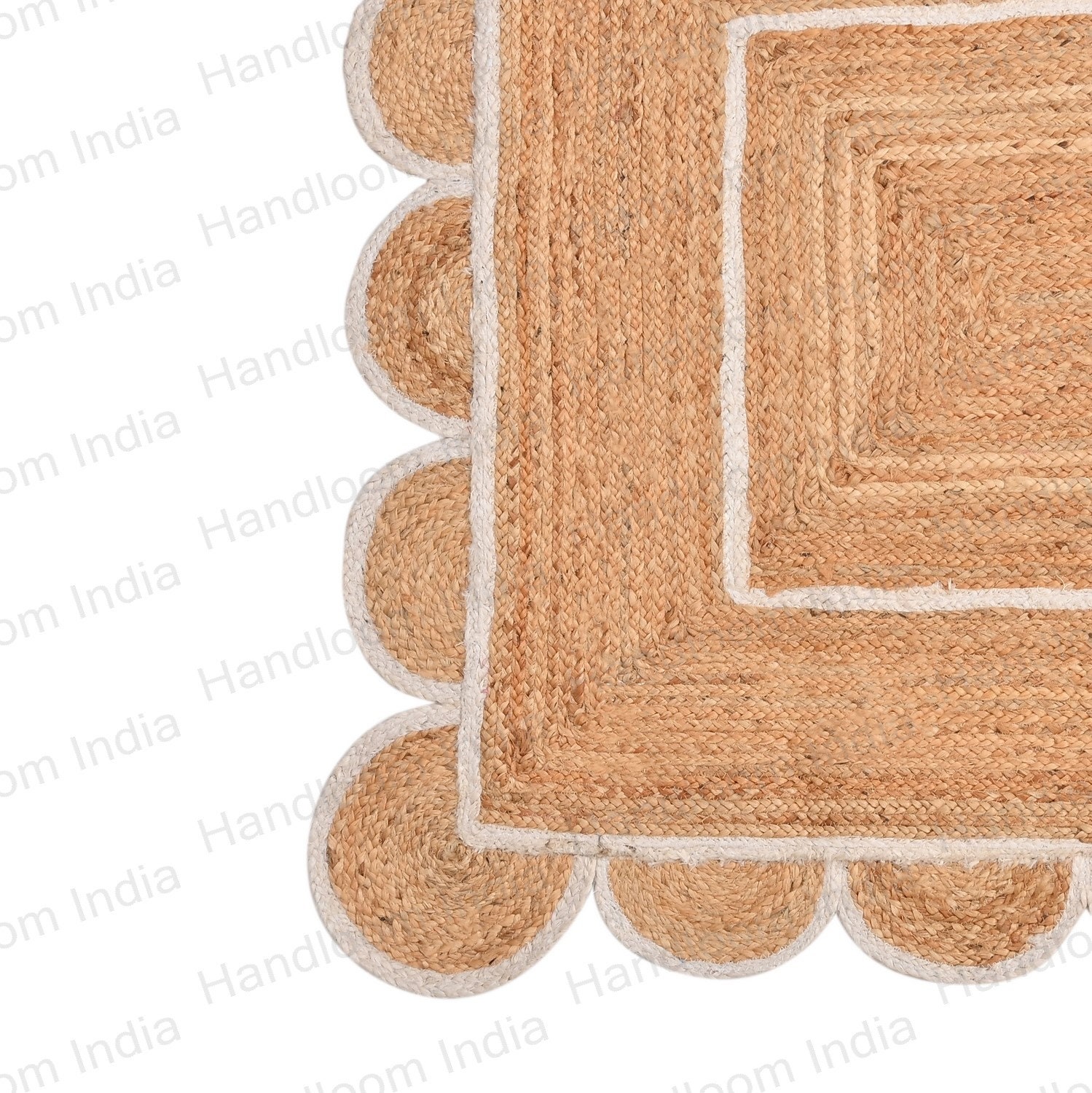 9x12 Extra Large Rug Jute Bath Rug White Scalloped Rug for Etsy UK