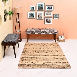 Loomed Hemp Rug, Woven Jute Rug, Braided Area Rug, Natural Jute Rug, Hand Knotted Rug, Pet Friendly Rug, Antique Pattern Rug, Bath Rug