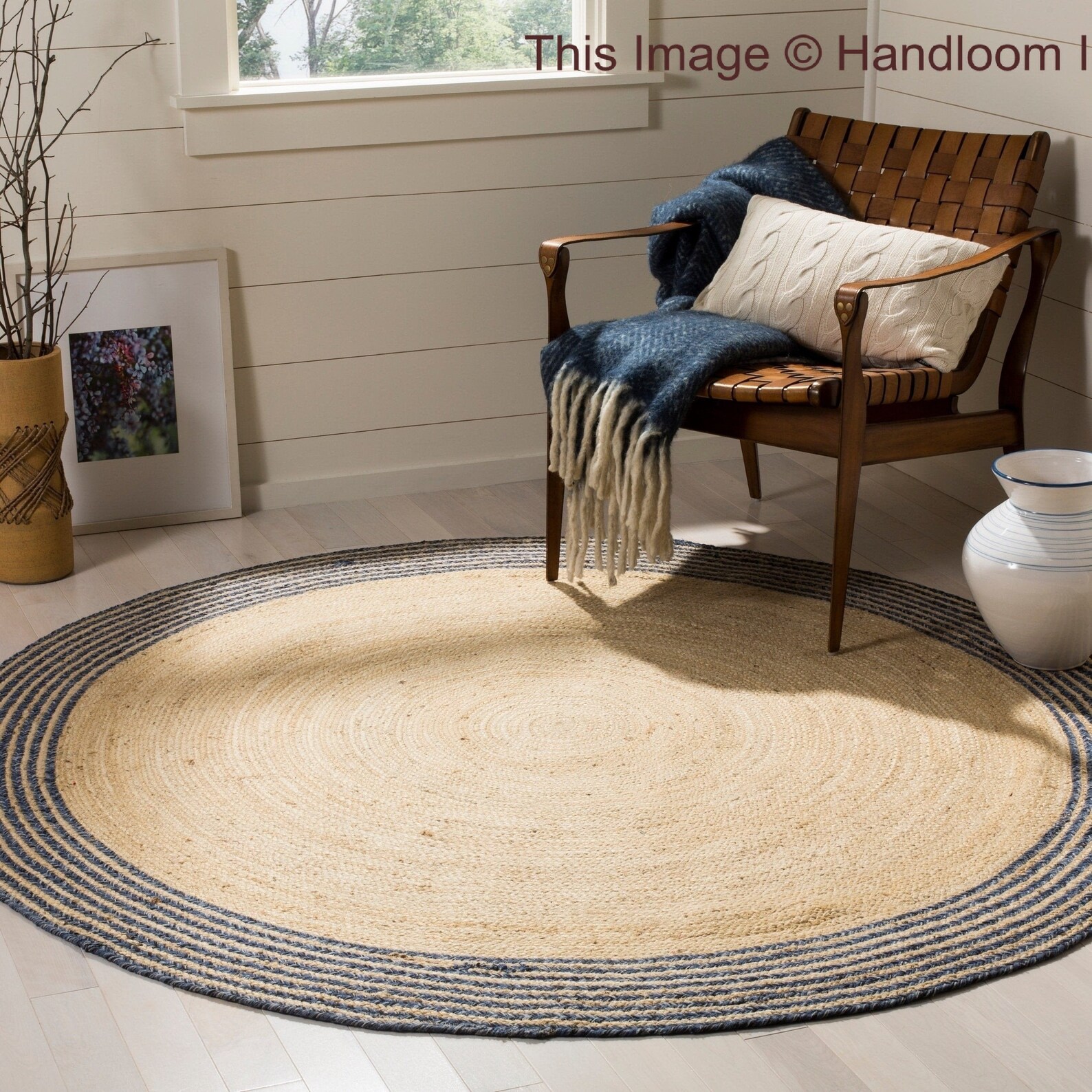 Stripped Pattern Round Area Rugs 4 X 4, Braided Round Area Rugs for