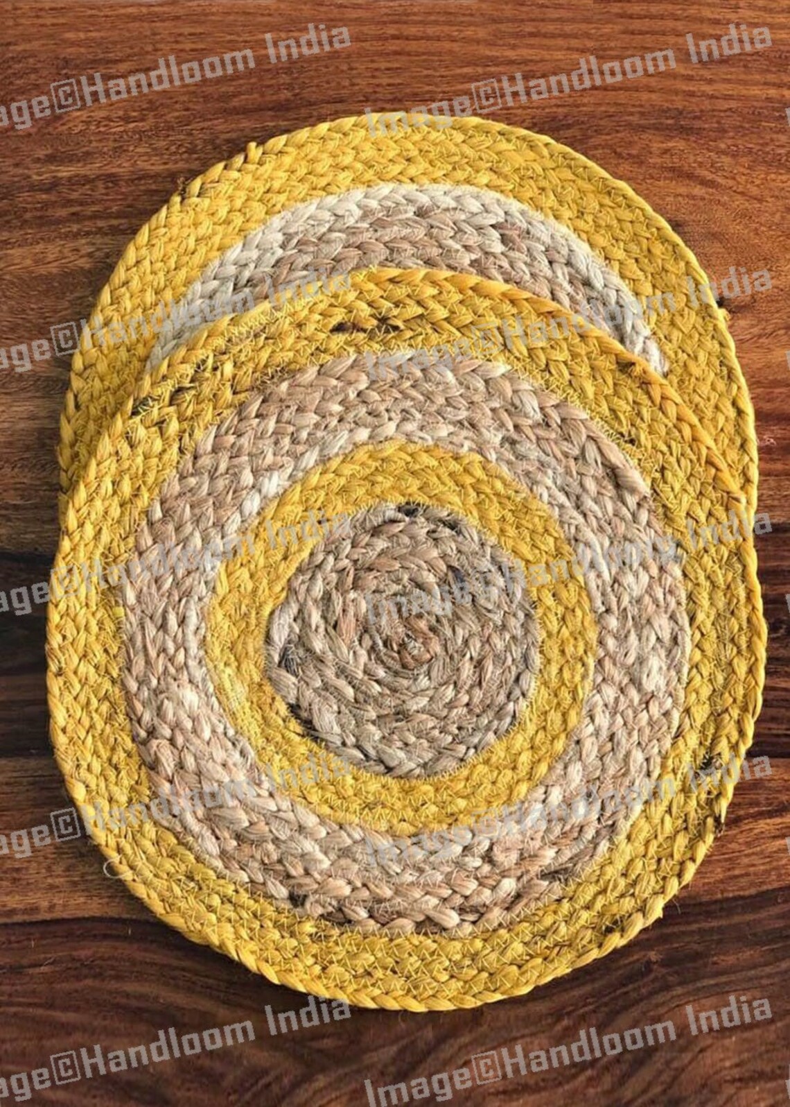 Boho Dining Table Placemats Set of 6 pc Natural Jute Round Etsy