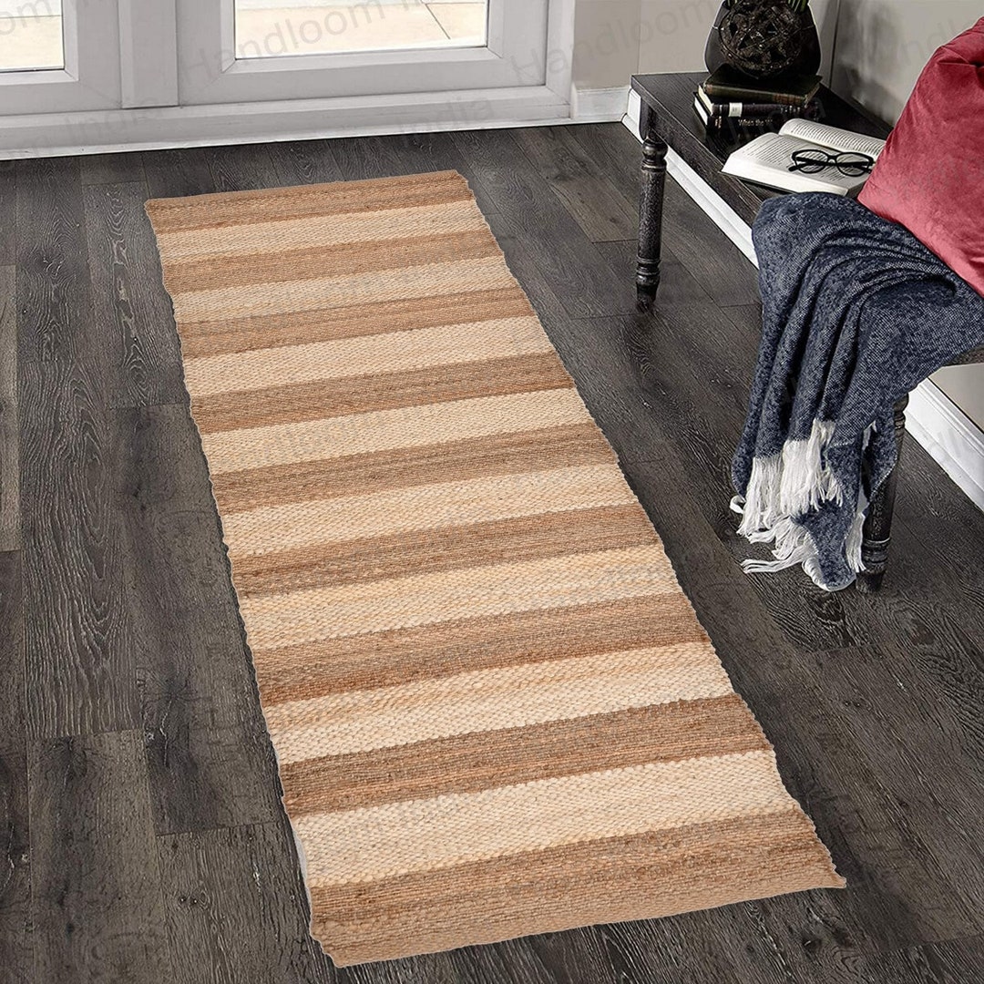 Natural Jute Runner, Hemp Hallway Runner, Tufted Jute Runner, Long