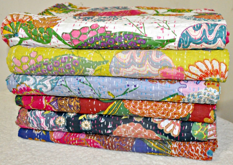 3pc Set of Queen Kantha Quilts Wholesale Kantha Blankets for Etsy