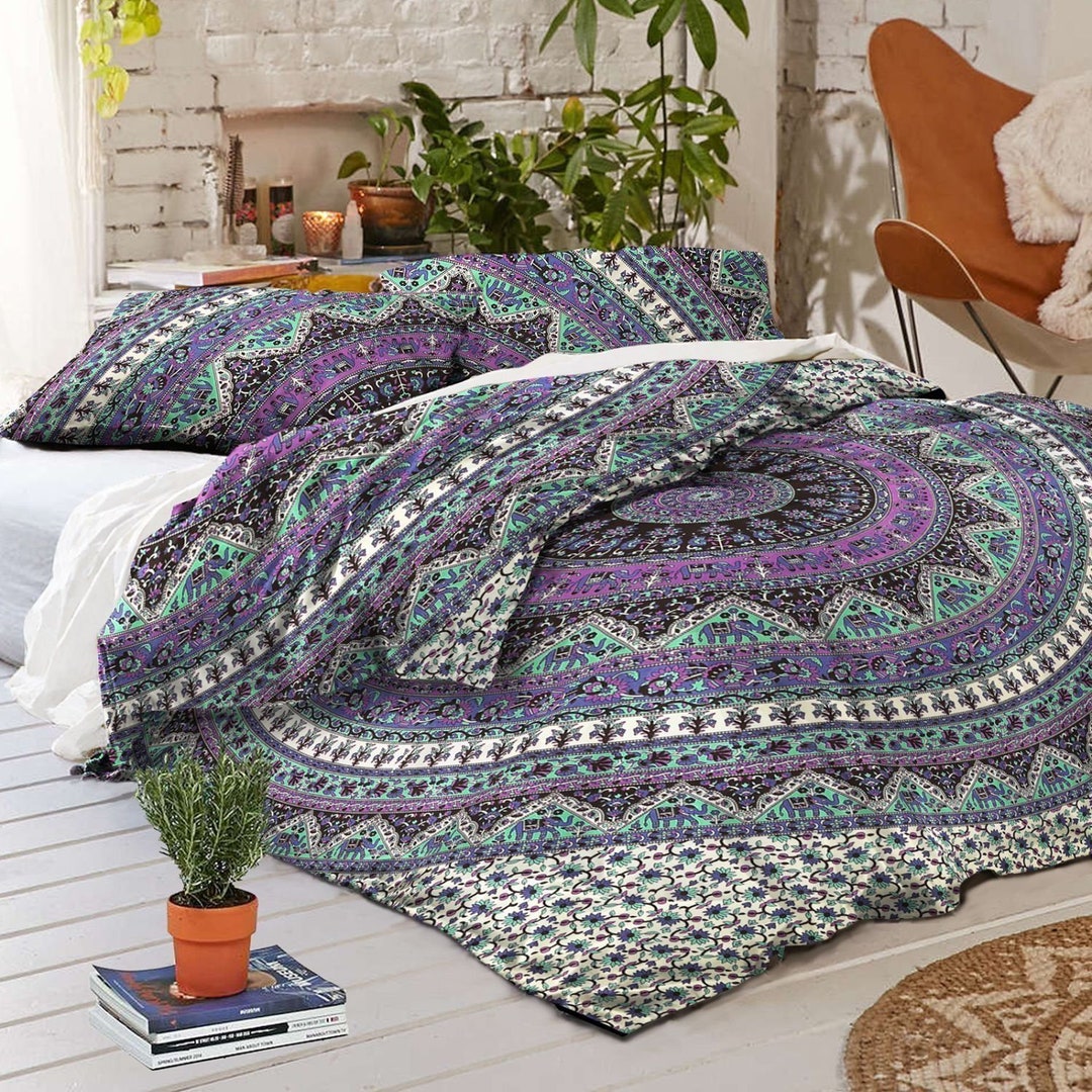 Mandala Quilt Cover Set Bohemian Starry Night Mandala Duvet Etsy