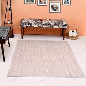 Ivory/White Jute Rug for Living Room, Off White Rug for Dining Room, Extra Large Area Rug, Custom Size Rug, Jute Runner for Hall/Kitchen