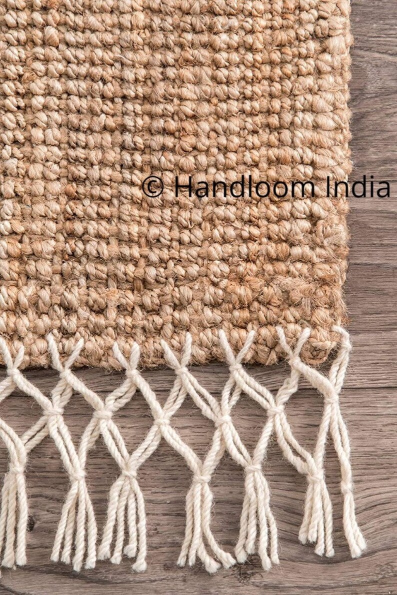Natural Jute With Fringes Braided Living Room Rugs 5 X 8 Feet Etsy