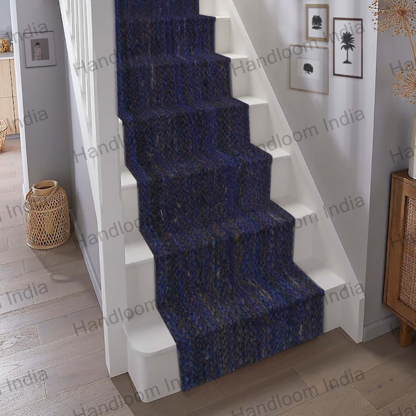 Navy Blue Runner, Runner for Stairs, Carpet for Stairs, Stair Runner, Stair Treads Runner, Seagrass Stair Rug, Sisal Stair Runner, Stair Rug