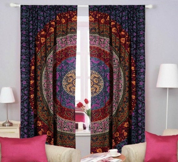 Boho Mandala Living Room Curtain Set Indian Tapestry Bathroom India Boho Mandala Living Room Curtain Set, Indian Style Curtains For Living Room
