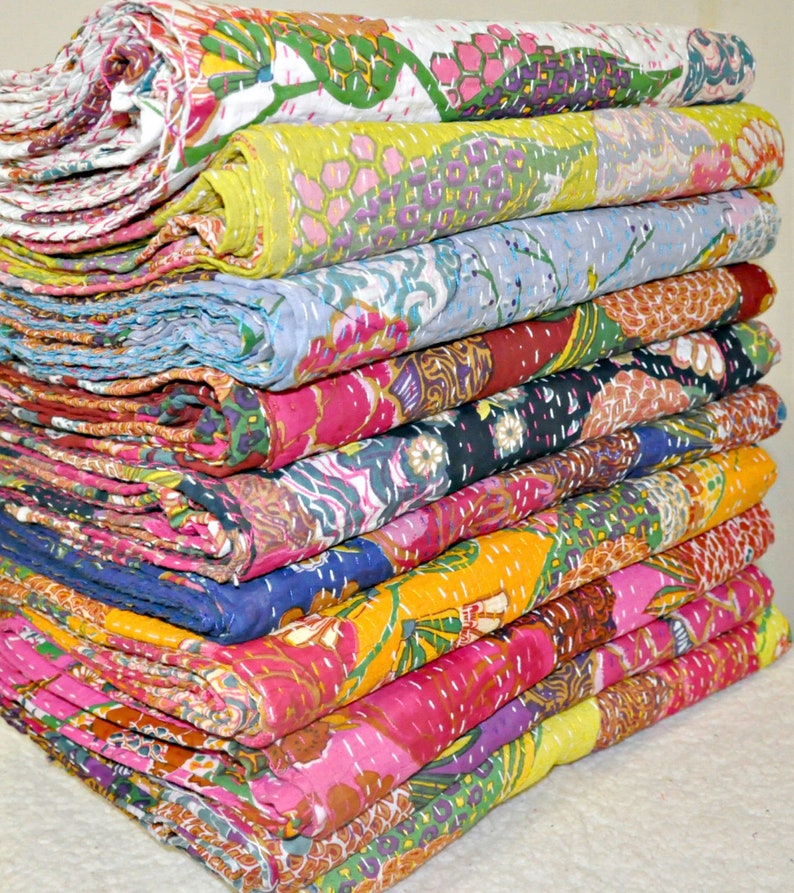 3pc Set of Queen Kantha Quilts Wholesale Kantha Blankets for Etsy
