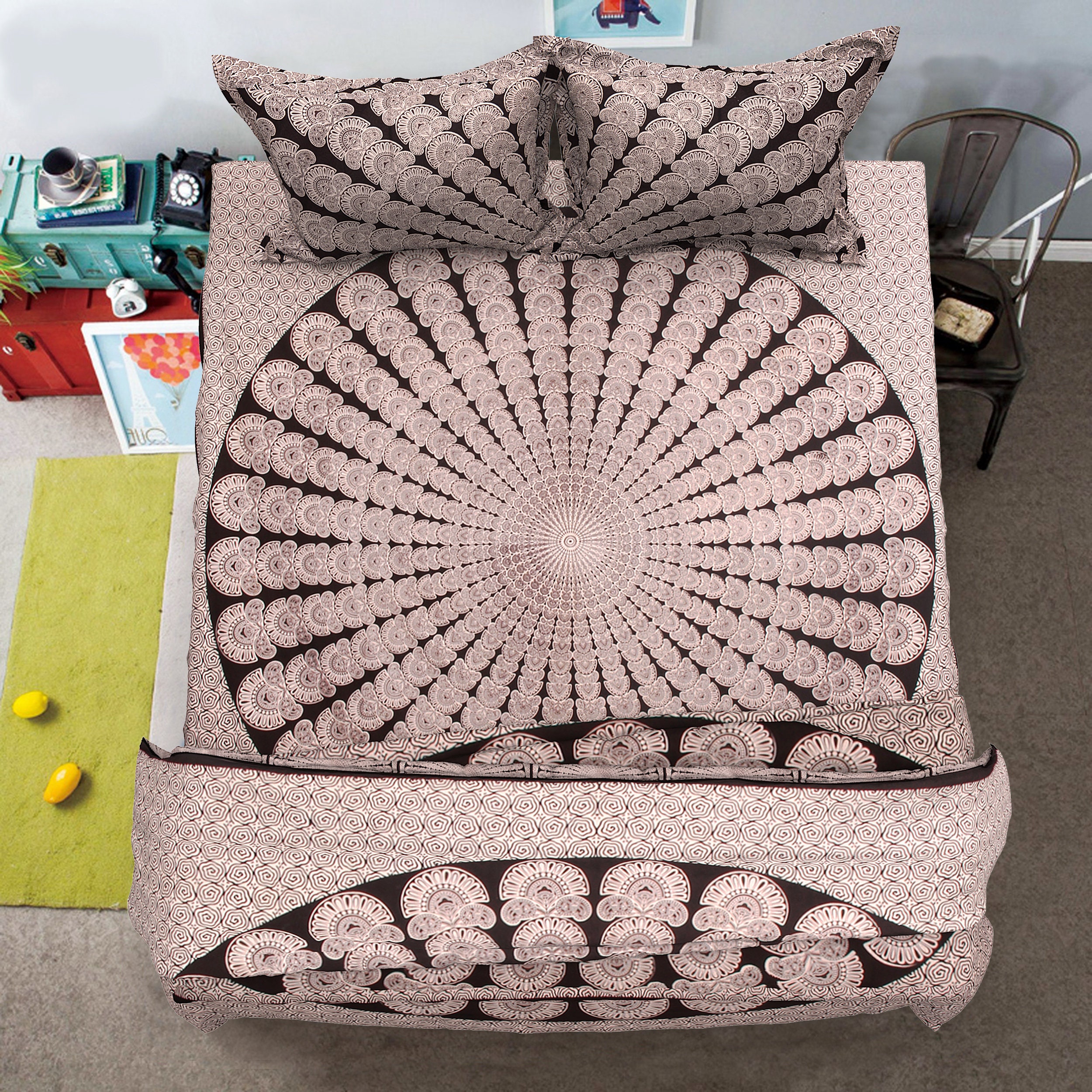 Baumwolle Textil werfen Wandbehang Blumen-Mandala Bettwäsche Königin-Tapisserie Baumwolle Textil werfen Wandbehang Blumen-Mandala Bettwäsche Königin-Tapisserie