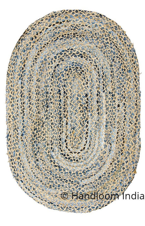 Chindi Braided Meditation Mat in Oval Shape, Chindi Bathroom Rugs 3 x 5 feet