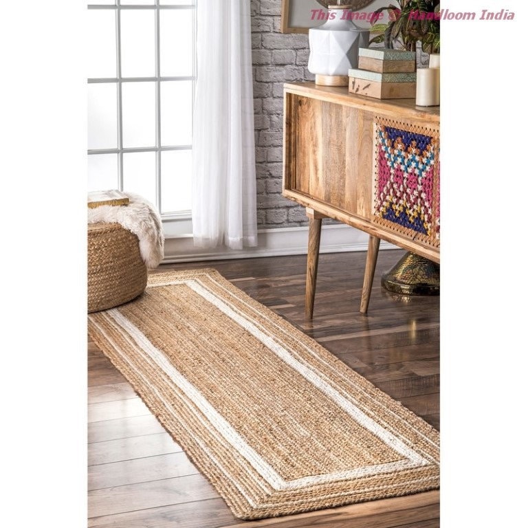 Natural Jute Braided Hallway Runner Bohemian Living Room Rug Etsy