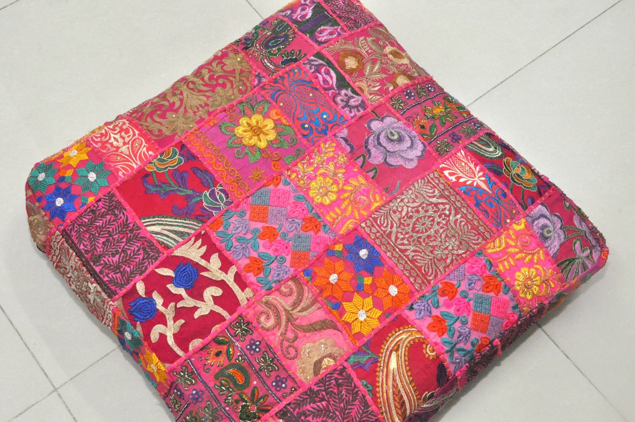 35 X 35 X 6 Embroidered Floor Cushions Pillows 24 X 24 X 5 Etsy