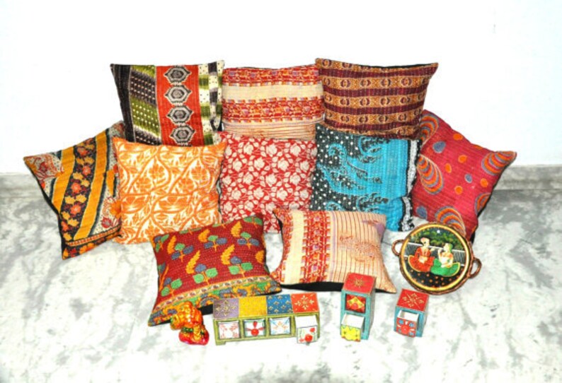 Vintage Kantha Pillows Dining Chair Kantha Pillows Indian Etsy