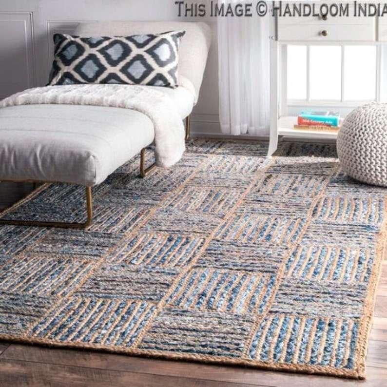 Check Pattern Rug 6x8 Flat Weave Jute Rug 5x7 for Living Etsy