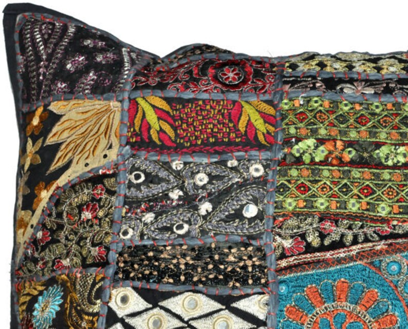 Black Embroidered Throw Pillows for Couch 24X24 Inches Extra Etsy