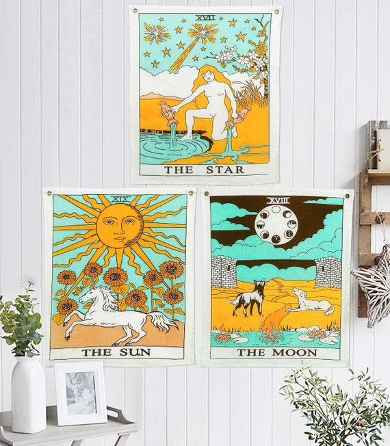 Set of 3 Tarot Tapestries the Sun Poster Tapestry the Moon | Etsy