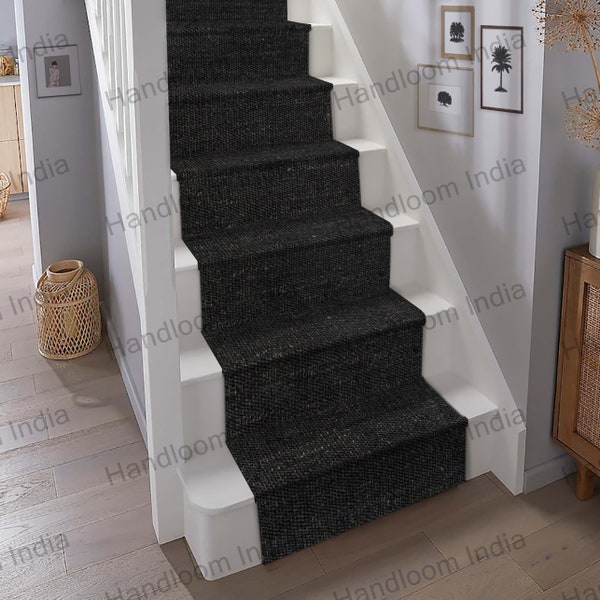 Black Jute Runner, Seagrass Stair Carpet, Stairs Treads, Hemp Stair Runner, Stairs Runner, Entry Jute Runner, Sisal Runner, Stairway Carpet