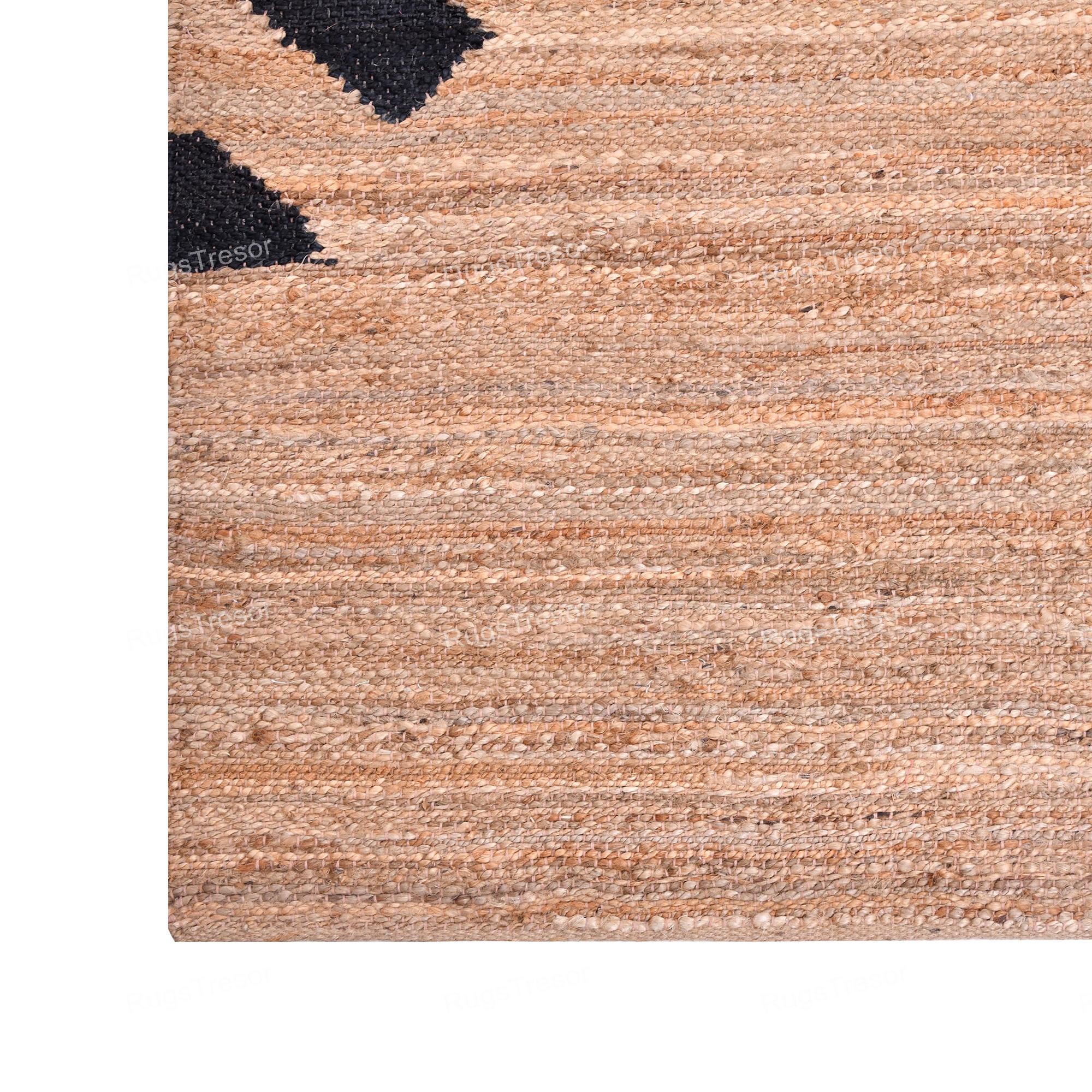 Handgewebter Jute-Baumwoll-Teppich – 1,5x2,4 M, Naturfarben, Rustikal – Für Wohnzimmer, Schlafzimmer