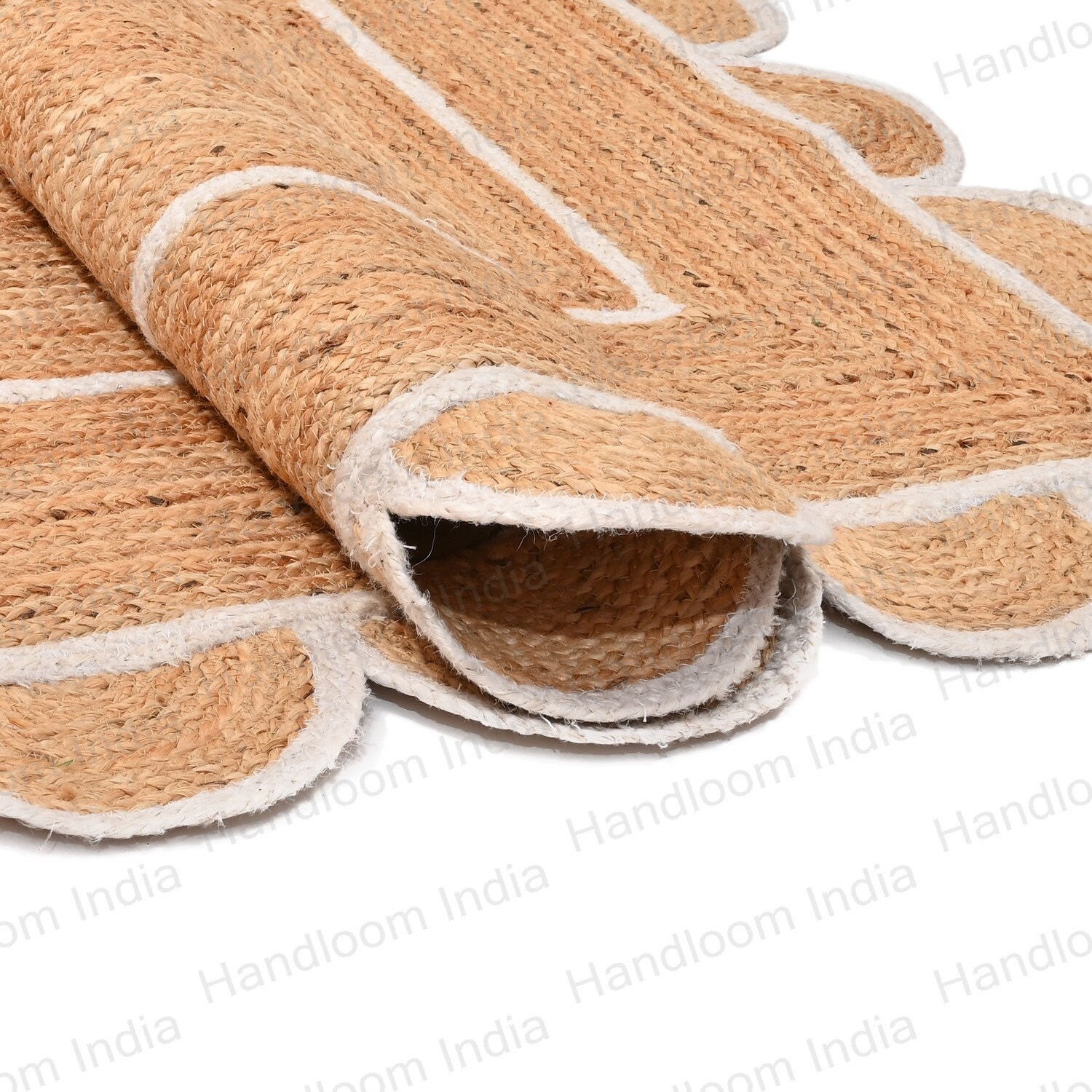 9x12 Extra Large Rug Jute Bath Rug White Scalloped Rug for Etsy UK