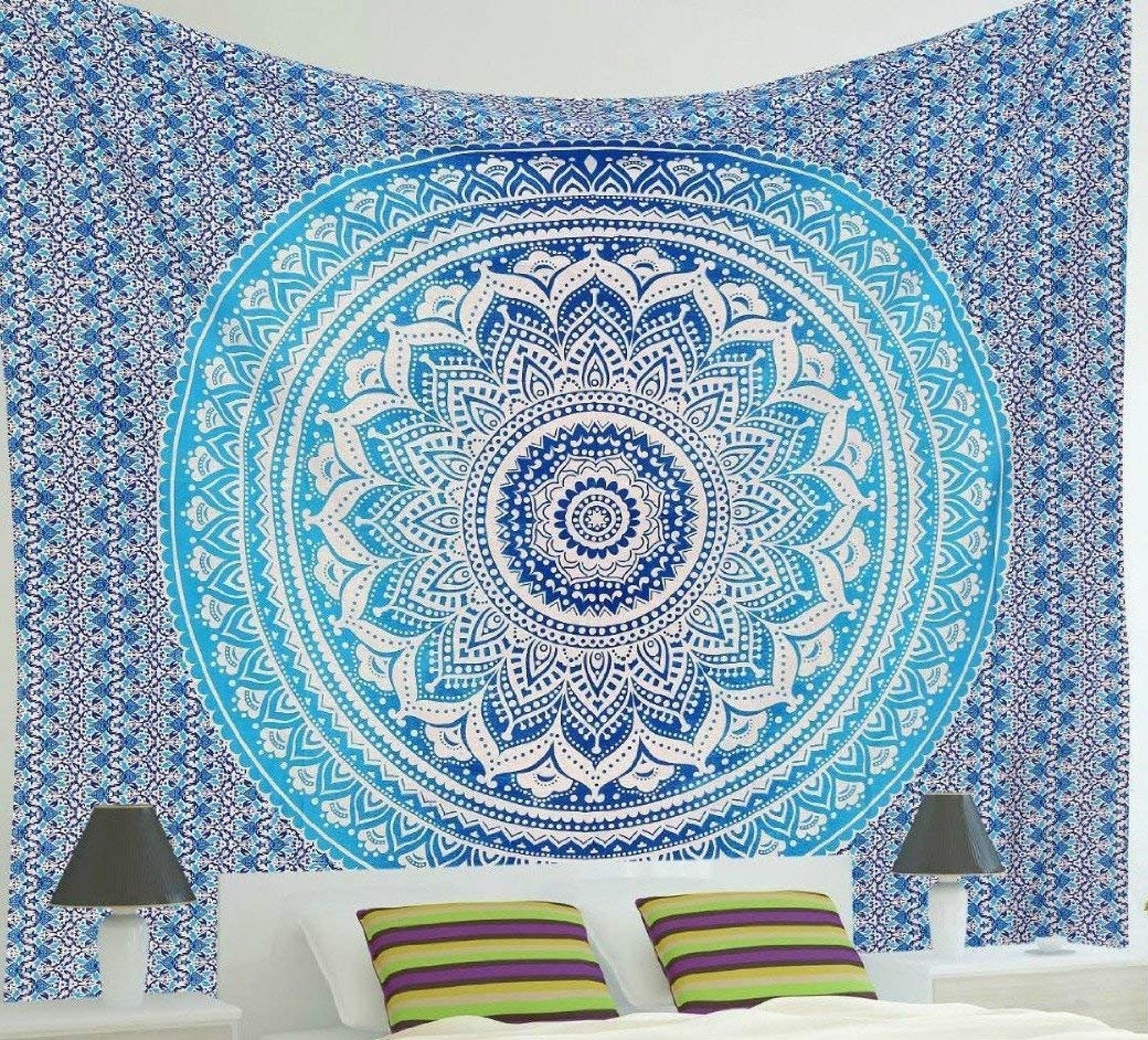 Blue tapestry Bohemian wall hanging dorm room tapestry wall  Etsy