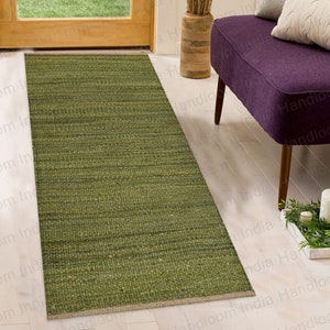 Green Stair Runner, Stair Treads, Woven Hall Runner, Hemp Jute Runner, Large Entry Runner, Long Jute Runner, Sisal Rug Runner, Hemp Runner