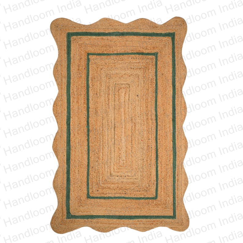 Jute Foyer Runner Jute Scallop Rug Custom Jute Rug Natural Etsy