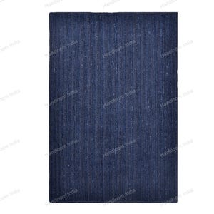 Custom Jute Rugs, Navy Blue Rug, Bohemian Navy Runner Rug, Long Jute Runner for Hall/Entryway/Kitchen/Stairs, No Slip Bath Rug, Kitchen Rug