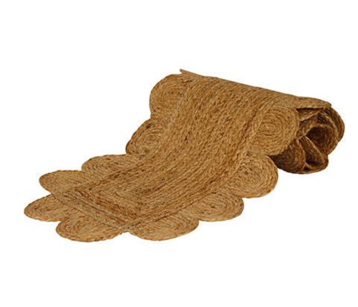 Natural Jute Scalloped Runner Rug 2.5 X 8 Feet Braided Etsy