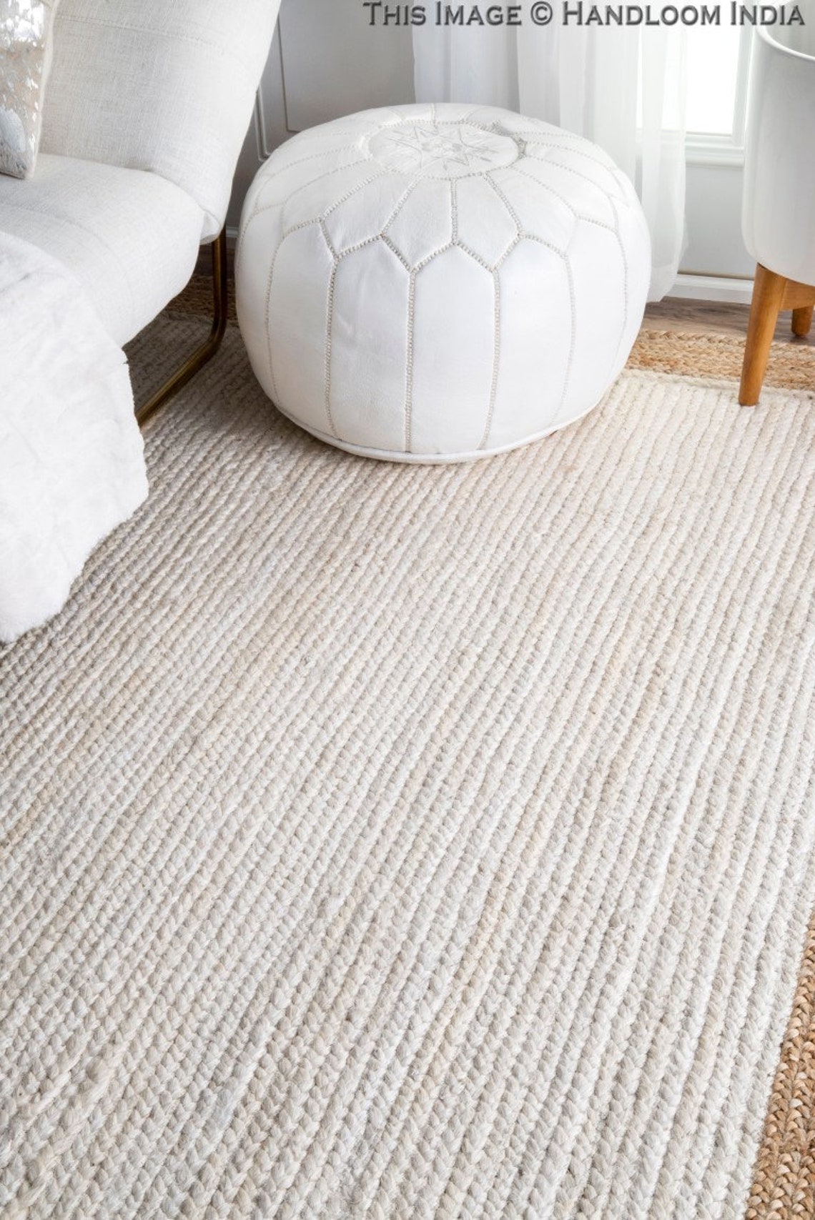Braided 5 X 8 White Area Rug for Living Room Bohemian 6 X 6 Etsy UK
