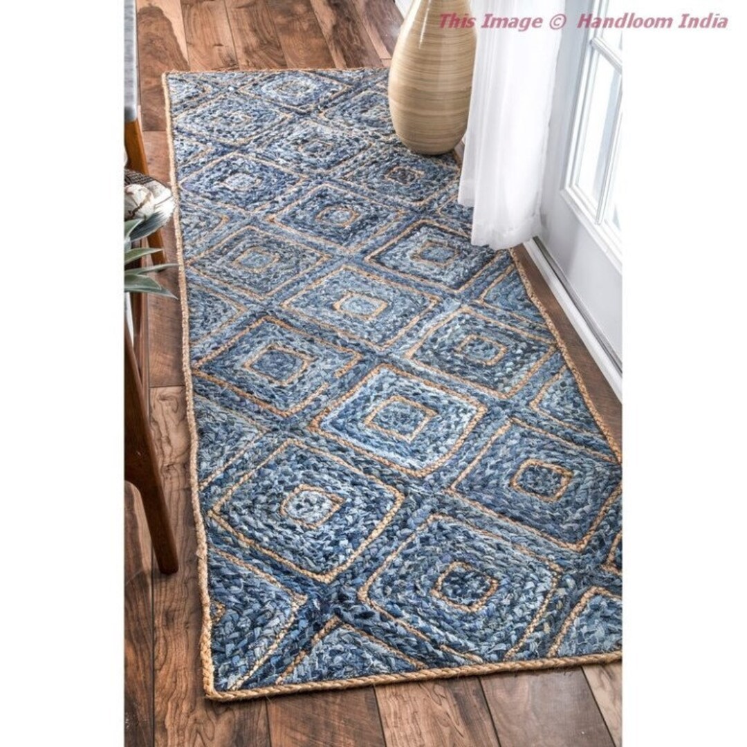 Braided Denim Jute Hallway Runner 2.5 X 10 Ft Antique Living Etsy