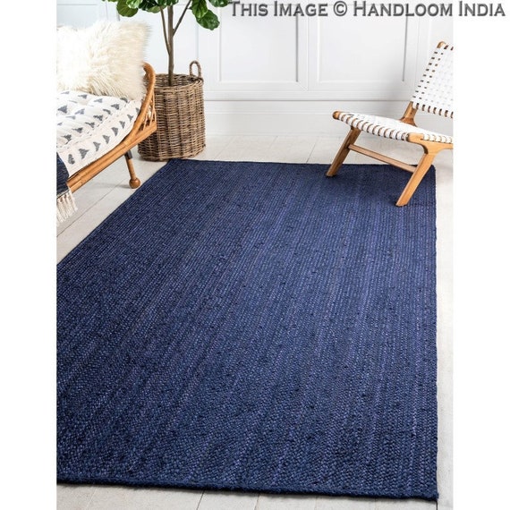 Buy Soft Navy Blue 5 X 7 Braided Area Rugs for Living Room ON SALE