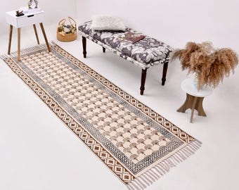 Cotton Stair Runner, Home Washable Rug, Washable Stair Rug, Cotton Hall Runner, Block Print Runner, Washable Area Rug, Cotton Kitchen Runner