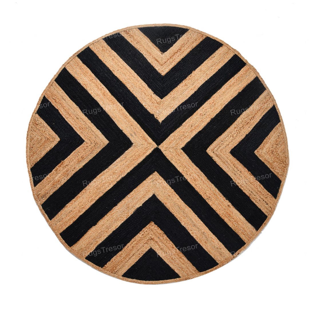 Zebra Pattern Rug, Jute Round Rug, Round Area Rug, Braided Jute Rug ...