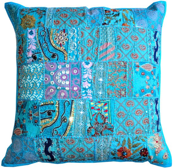 24x24 Extra Large Floor Cushions Indian Embroidered Throw Etsy